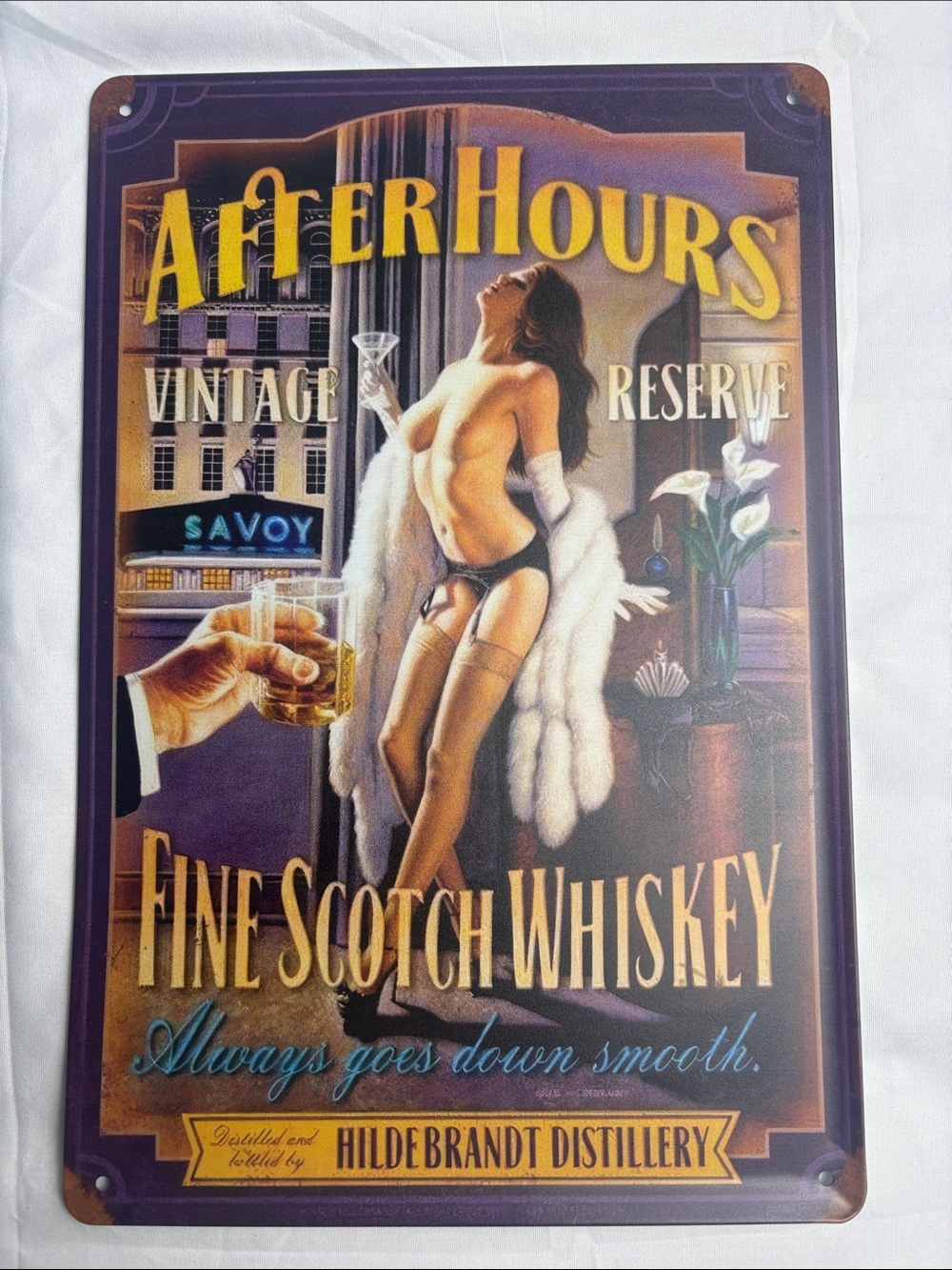 BNIP Metal Sign “AfterHours Vintage Reserve Fine Scotch Whiskey” 9x12” Wall Art